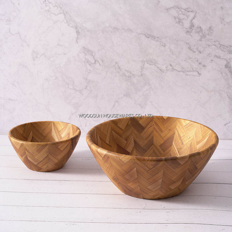 Professional Supplier WOODSUN Acacia Wood Custom Salad Serving Bowl