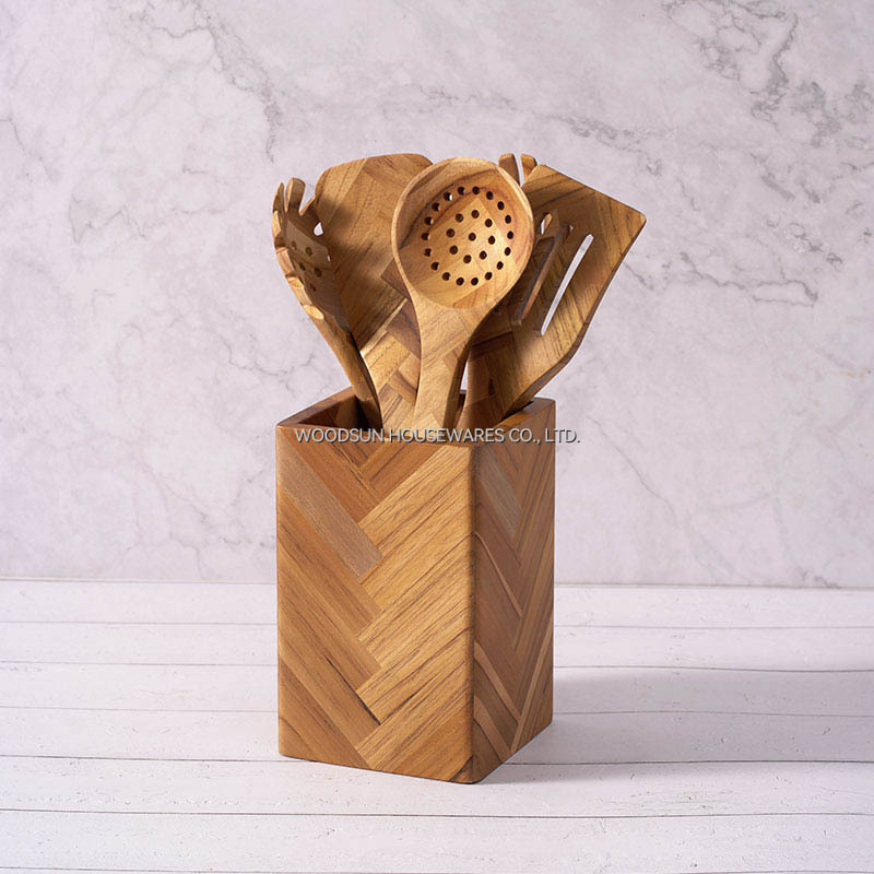 Woodsun Tableware Natural Wooden Kitchen Tools Wood Spatula Custom Ware Cooking Kitchen Gadgets Utensils Holder 2025
