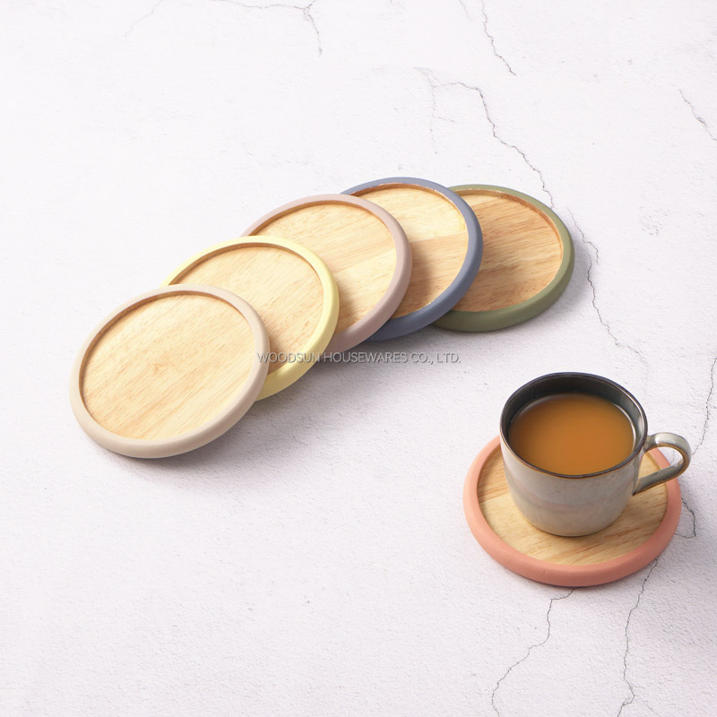 Manufacturer Woodsun Custom Wooden Rubber Coasters For Drinks