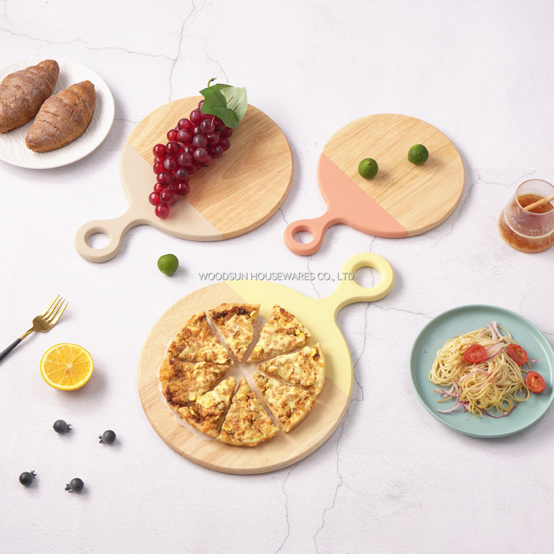 Woodsun Kitchen 2025 Wood Cutting Serving Board Pizza Board Chopping Blocks With Ring Holder