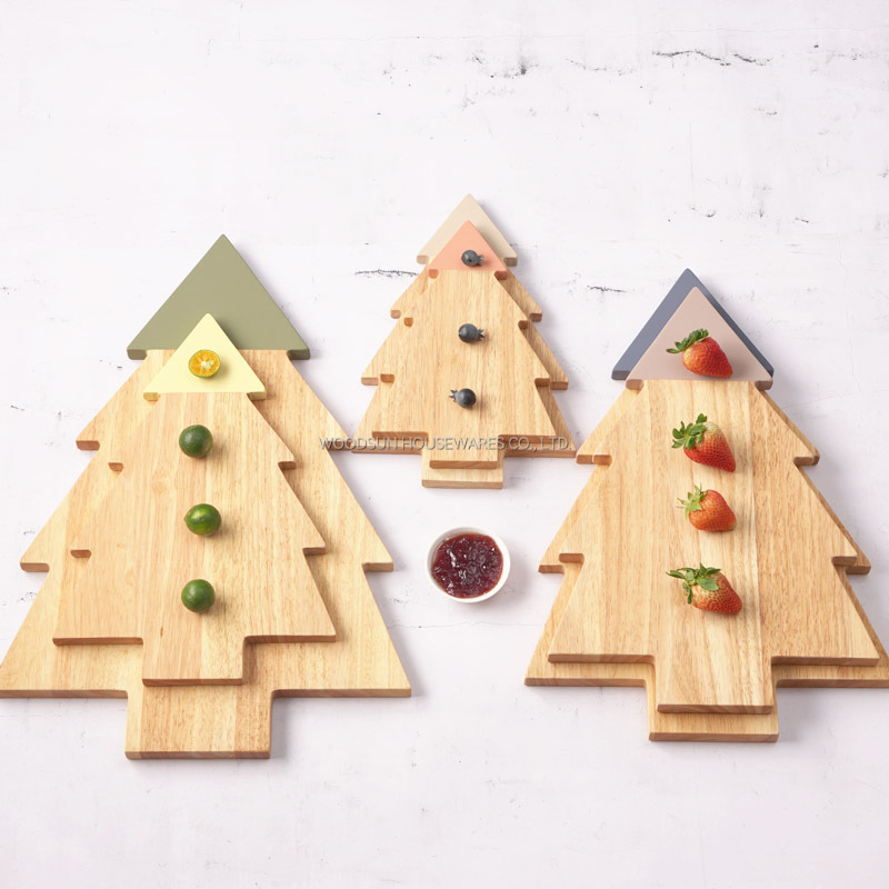 Woodsun Kitchen 2025 Christmas Tree Shaped Wood Chopping Block Serving Cutting Boards Wholesale