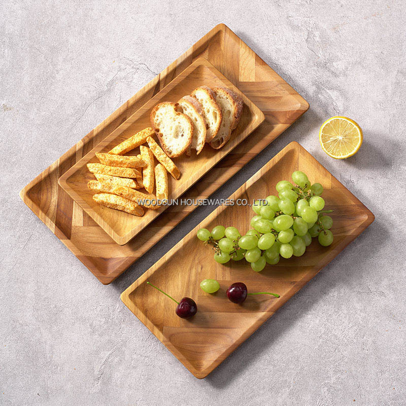 Woodsun Appetizer Serving Plate Wooden Wood Plate for Food Snacks