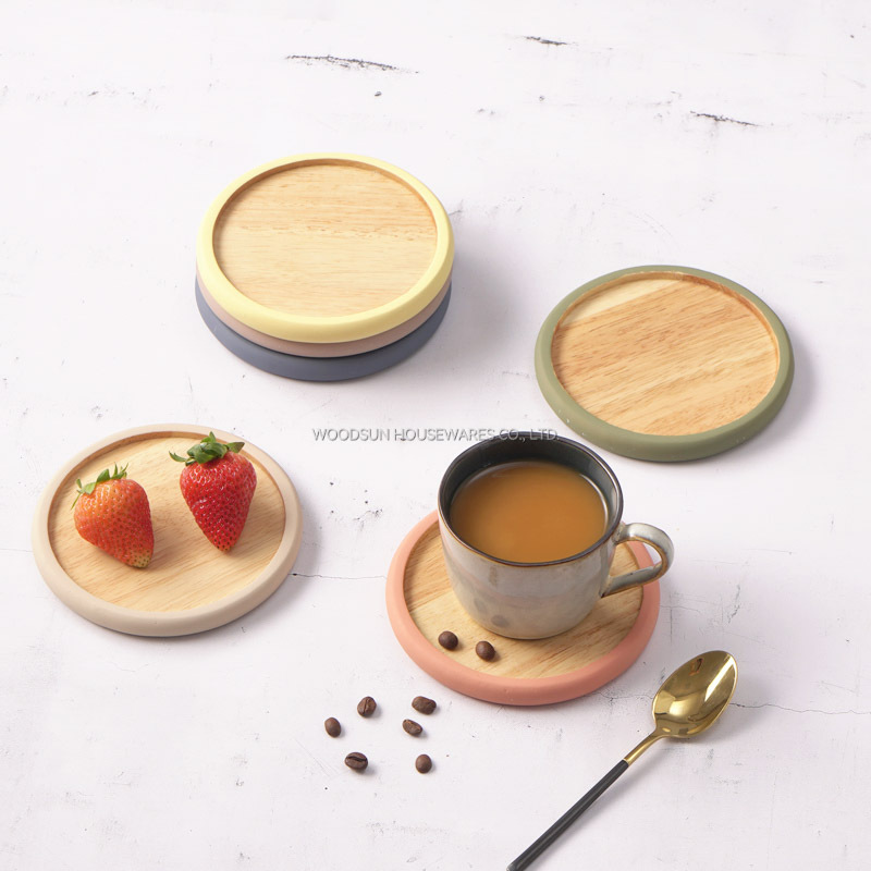 Manufacturer Woodsun Custom Wooden Rubber Coasters For Drinks