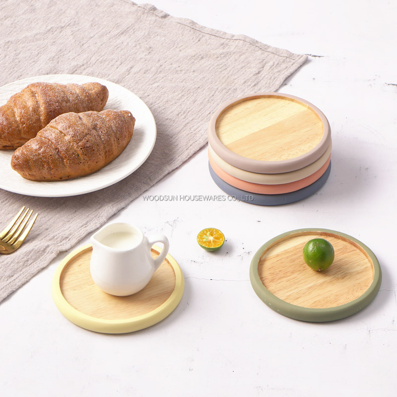 Manufacturer Woodsun Custom Wooden Rubber Coasters For Drinks