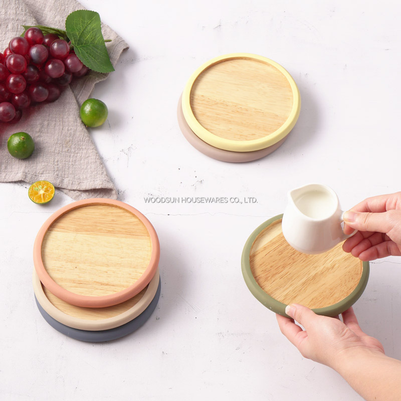 Manufacturer Woodsun Custom Wooden Rubber Coasters For Drinks