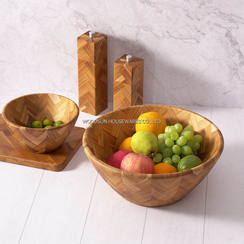 Professional Supplier WOODSUN Acacia Wood Custom Salad Serving Bowl