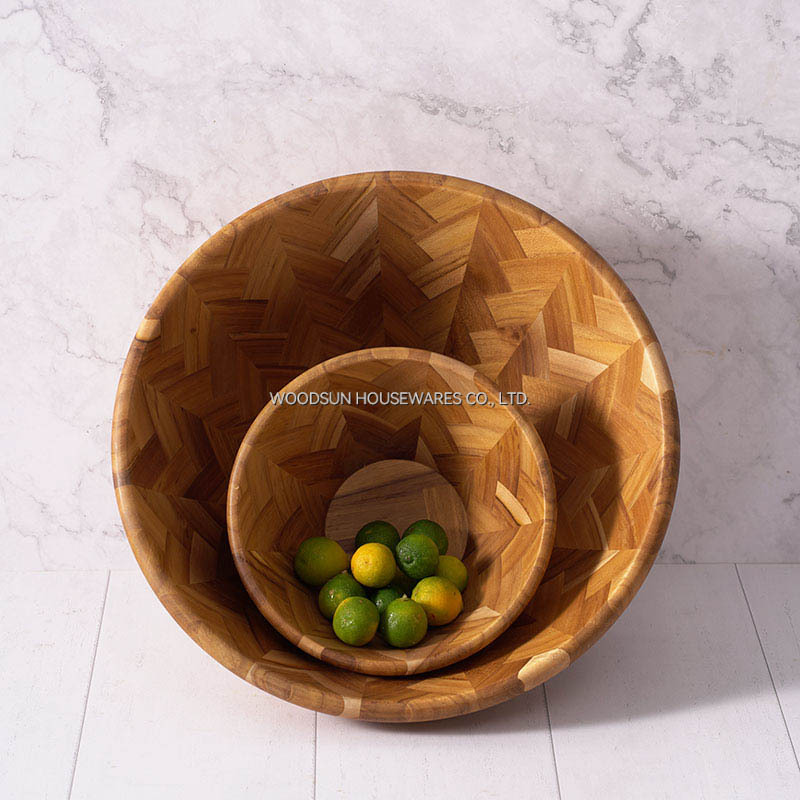 Professional Supplier WOODSUN Acacia Wood Custom Salad Serving Bowl
