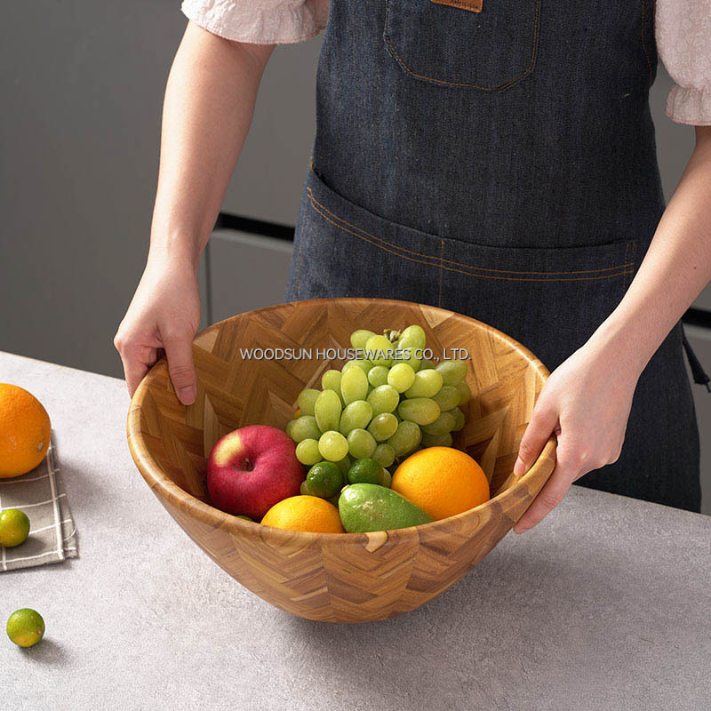 Professional Supplier WOODSUN Acacia Wood Custom Salad Serving Bowl