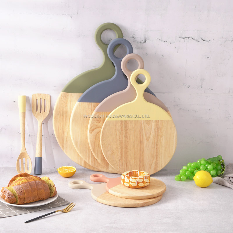Woodsun Kitchen 2025 Wood Cutting Serving Board Pizza Board Chopping Blocks With Ring Holder