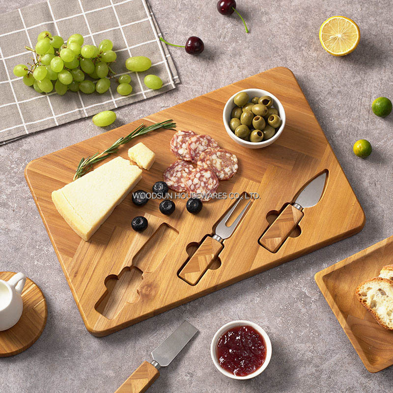 Woodsun Custom Made Natural Wood Cheese Cutting Board Set Charcuterie Board Set