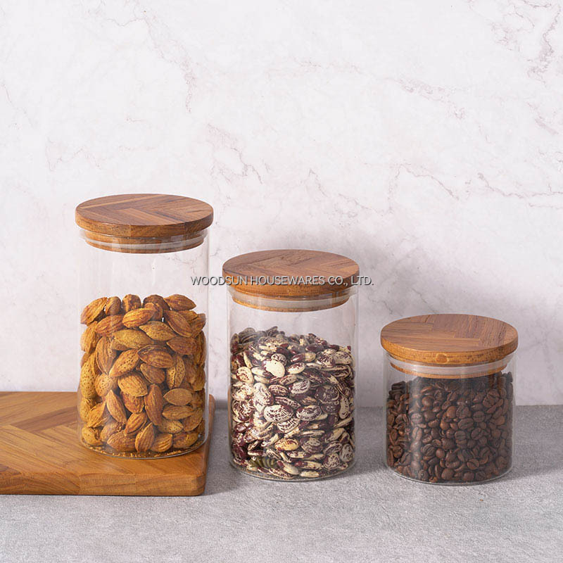 Woodsun Glass Containers Jar for Food Storage