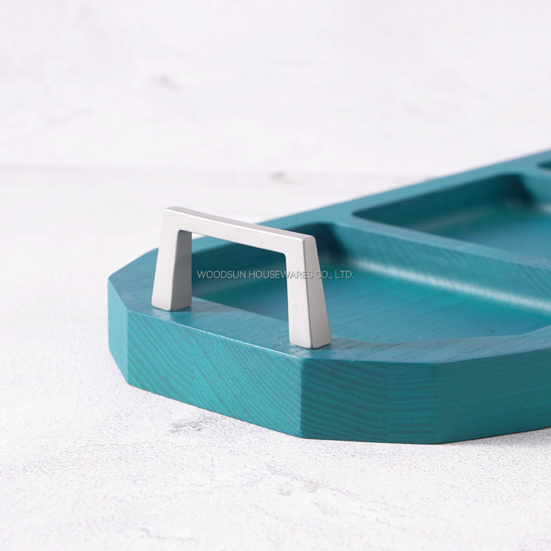 WOODSUN Modern Wood Plates Dish For Food Serving Tray Snack Tray With Handles