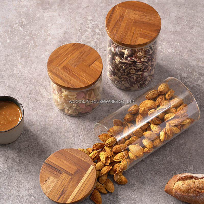 Woodsun Glass Containers Jar for Food Storage