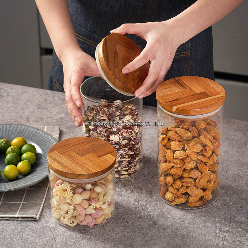 Woodsun Glass Containers Jar for Food Storage