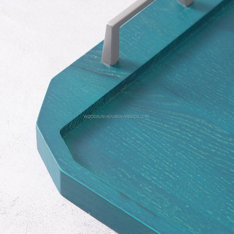 WOODSUN Modern Wood Serving Tray with Handles Sustainable Wood Plate Dish for Restaurant or Home Use