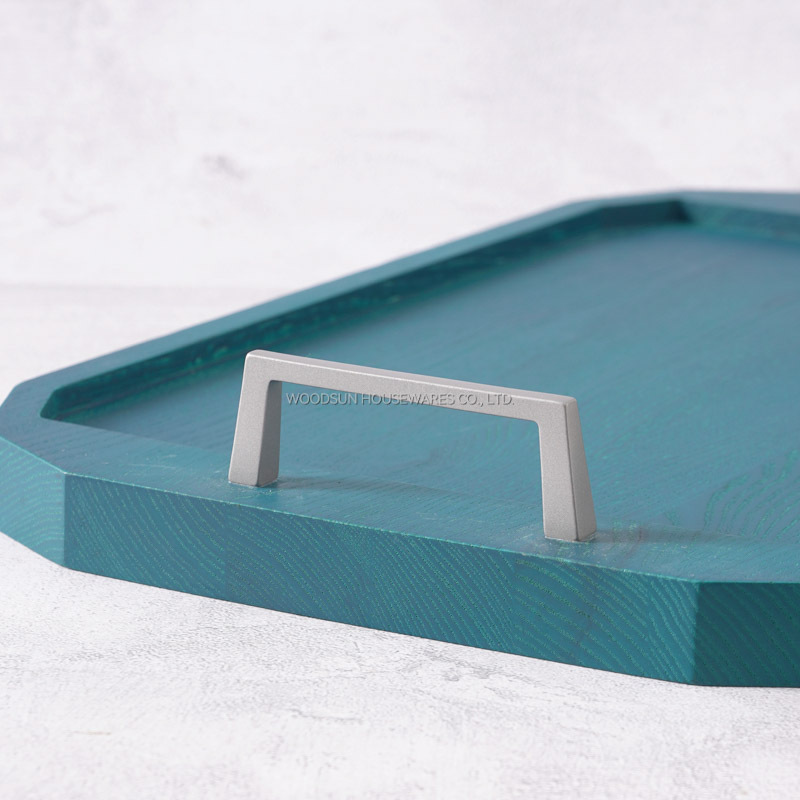 WOODSUN Modern Wood Serving Tray with Handles Sustainable Wood Plate Dish for Restaurant or Home Use