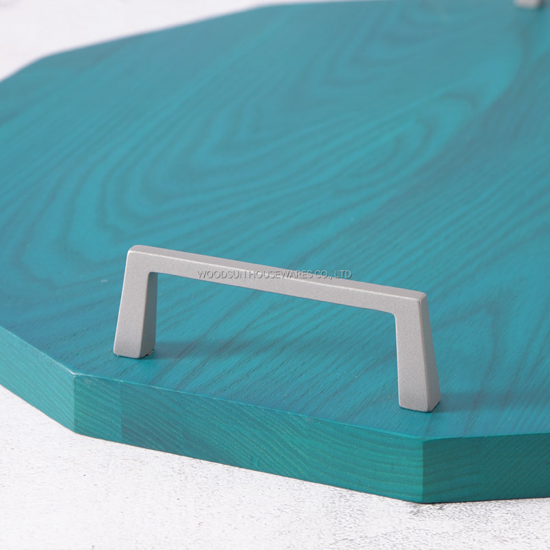 WOODSUN Kitchen Sustainable Plate Dish Wooden Divided Serving Trays with Blue Pattern for Elegant Presentation