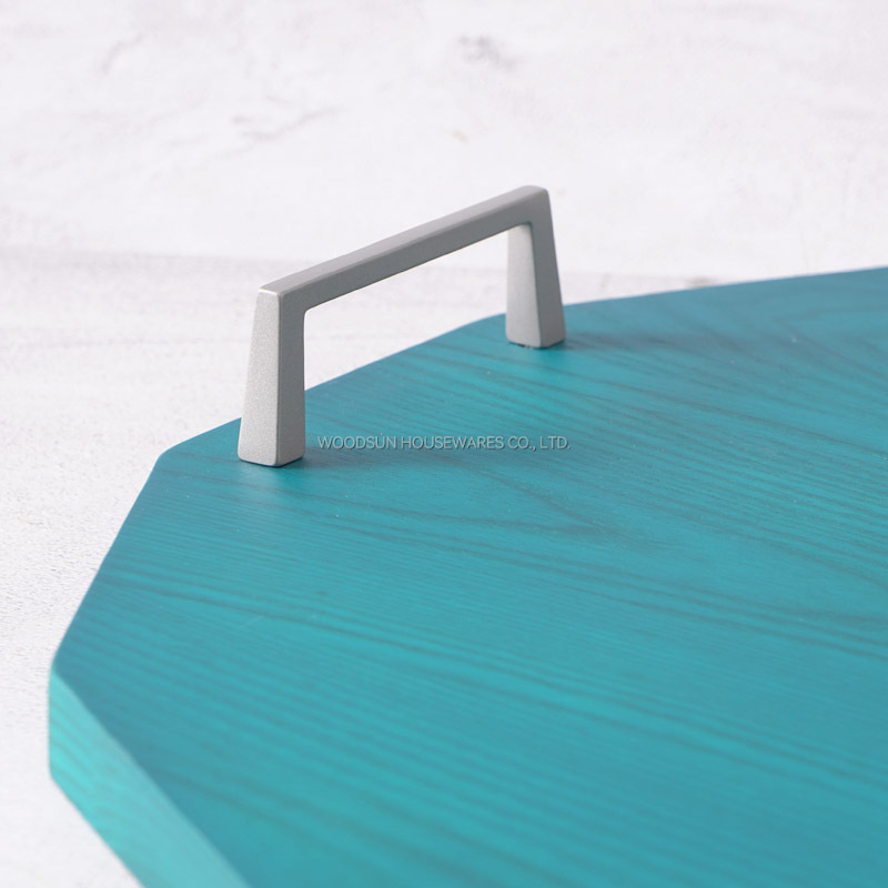 WOODSUN Kitchen Sustainable Plate Dish Wooden Divided Serving Trays with Blue Pattern for Elegant Presentation