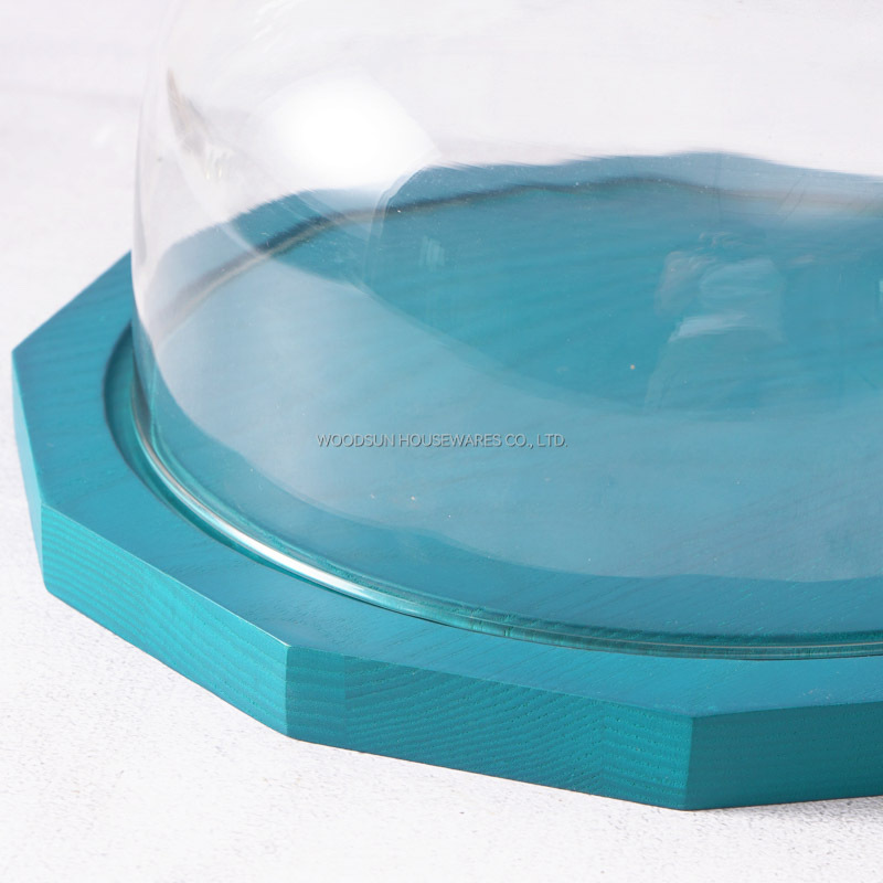 Woodsun Ash Wood Natural Serving Board Wood Cheese Board With Glass Dome