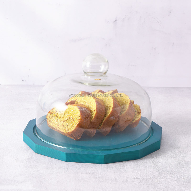 Woodsun Ash Wood Natural Serving Board Wood Cheese Board With Glass Dome