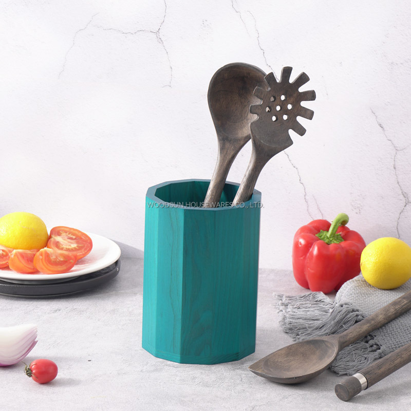 Woodsun Mediterranean Style Kitchen Utensil Holder Cooking Tools Spoon Cutlery Holder US Ash Wood
