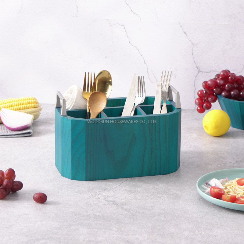 Woodsun US Ash Wood Basket With Aluminum Alloy Handle Utensil Caddy 2025