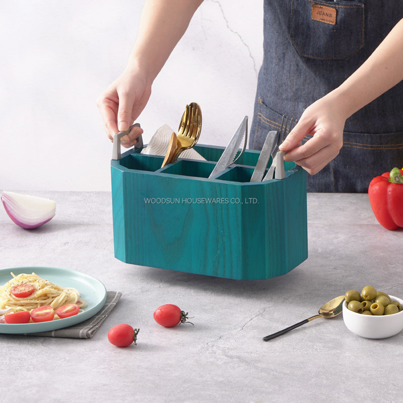 Woodsun US Ash Wood Basket With Aluminum Alloy Handle Utensil Caddy 2025