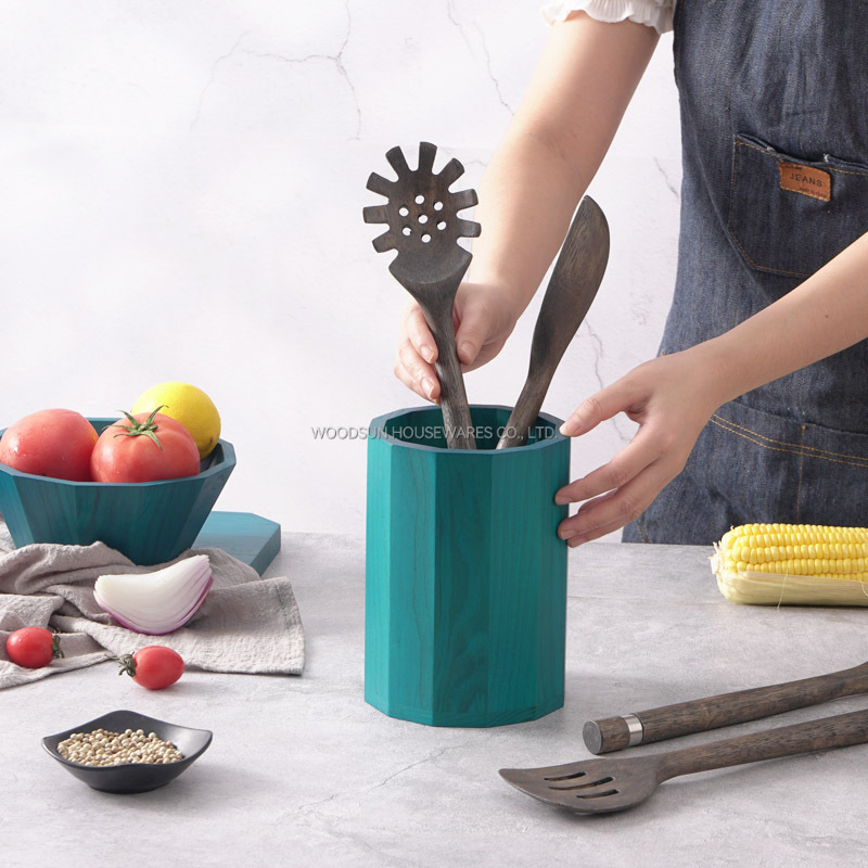 Woodsun Mediterranean Style Kitchen Utensil Holder Cooking Tools Spoon Cutlery Holder US Ash Wood