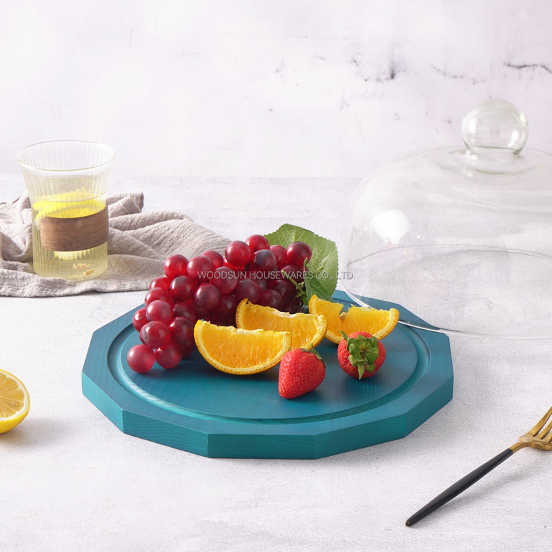 Woodsun Ash Wood Natural Serving Board Wood Cheese Board With Glass Dome