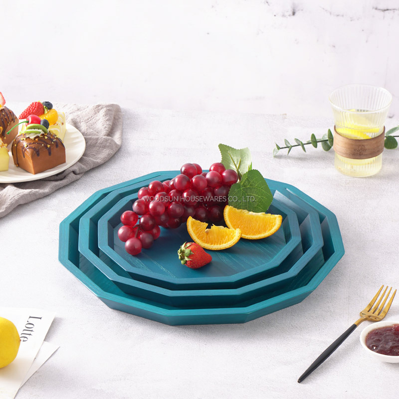 Woodsun Custom Snack Dry Fruit Wooden Plates For Home Serving Plate Party