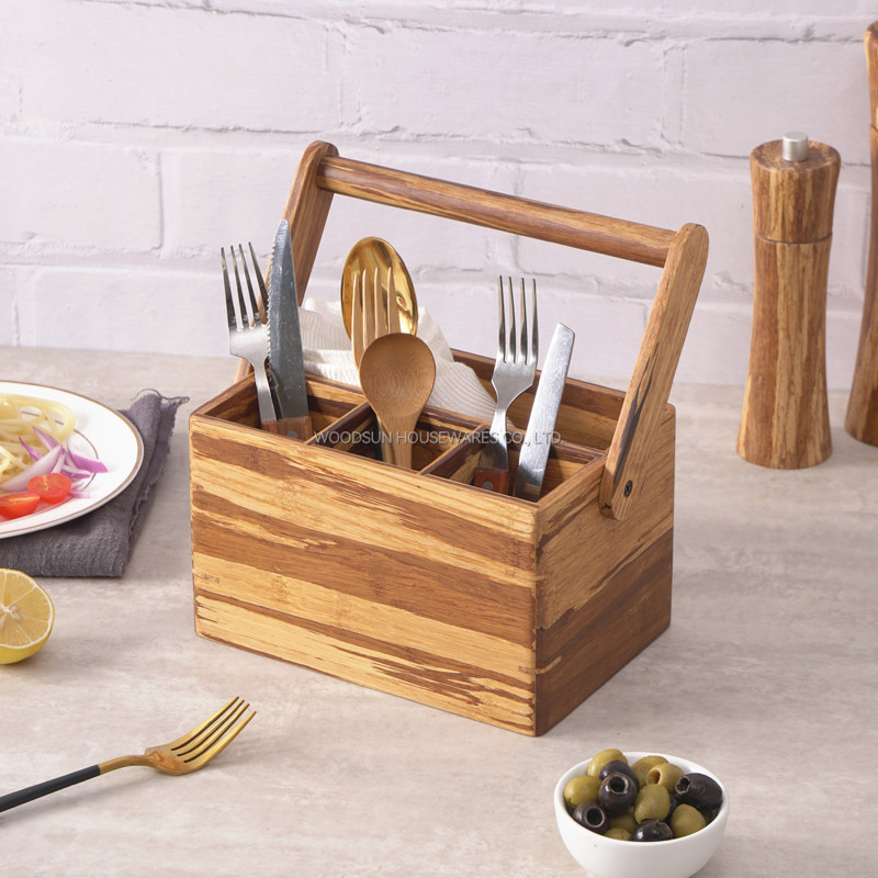 Woodsun Eco Bamboo Basket Gift Kitchen Storage Organizer Basket With Handle