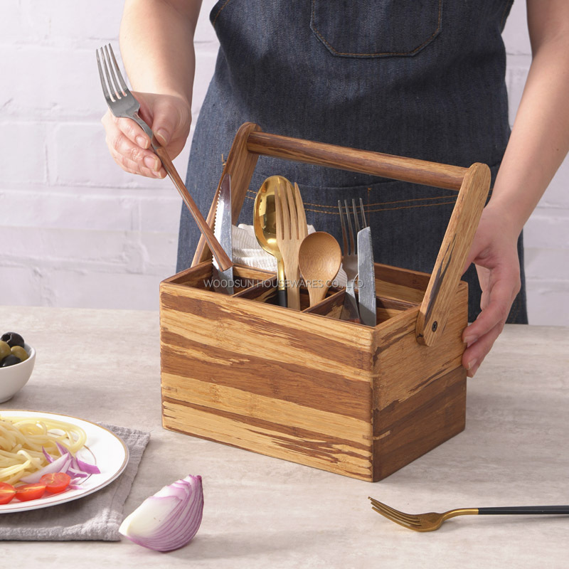 Woodsun Eco Bamboo Basket Gift Kitchen Storage Organizer Basket With Handle