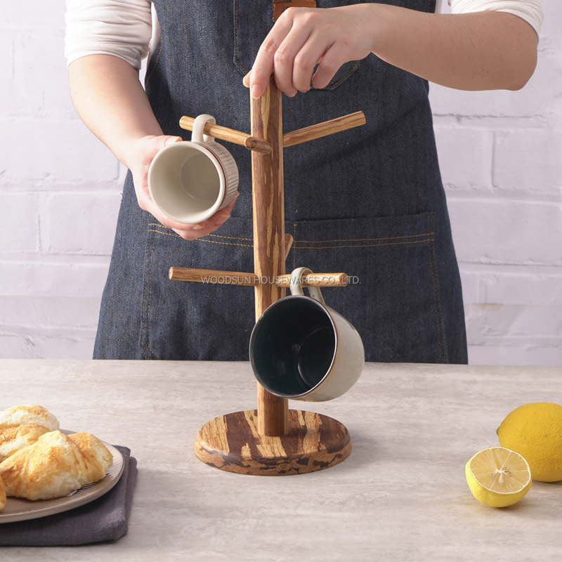 Woodsun Bamboo Mug Tree Cup Holder For Sale