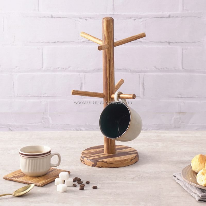 Woodsun Bamboo Mug Tree Cup Holder For Sale