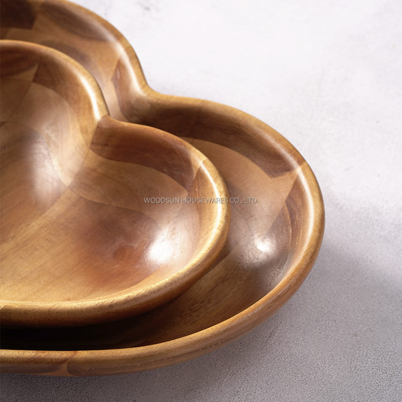 Woodsun Plate Tray Wood Bowls Food Fruit Heart Shaped Wooden Platter