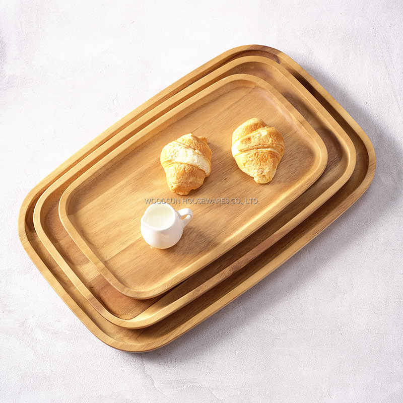 Woodsun Serving Wooden Plates Salver Food Acacia Wood Serving Tray