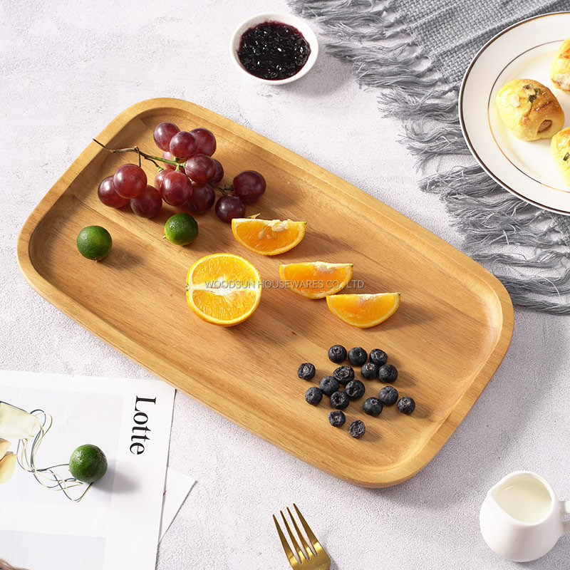 Woodsun Serving Wooden Plates Salver Food Acacia Wood Serving Tray