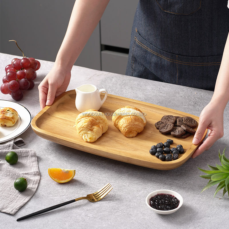 Woodsun Serving Wooden Plates Salver Food Acacia Wood Serving Tray