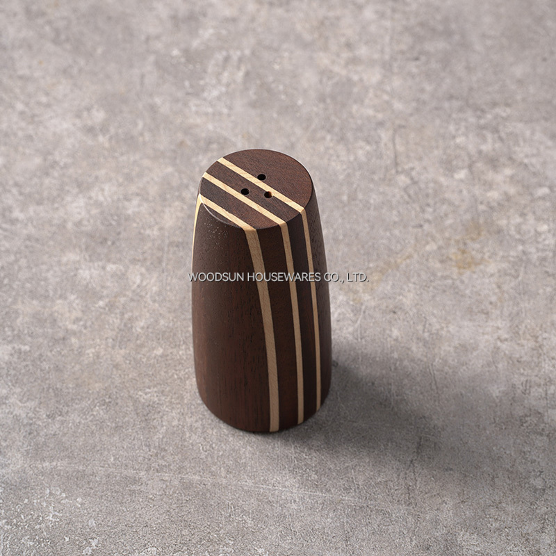 Woodsun Carbonized Acacia Wood Spice Jar Salt and Pepper Shaker