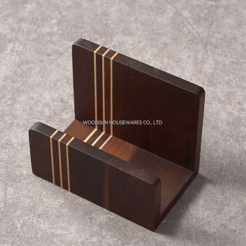 Woodsun Carbonized Acacia Wood Napkin Holder Restaurant for Table