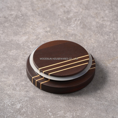 Woodsun Carbonized Acacia Wood Glass Kitchen Canisters Spice Glass Jar With Lid Tea Coffee