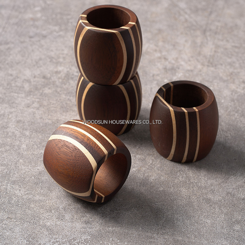 Woodsun Carbonied Acacia Wooden Holder Napkin Ring