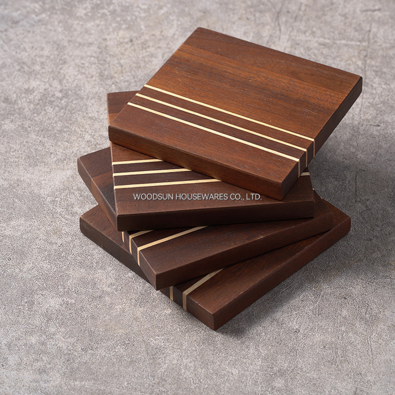 Woodsun Custom Carbonized Acacia Wood Rectangle Wood Coffee Coaster