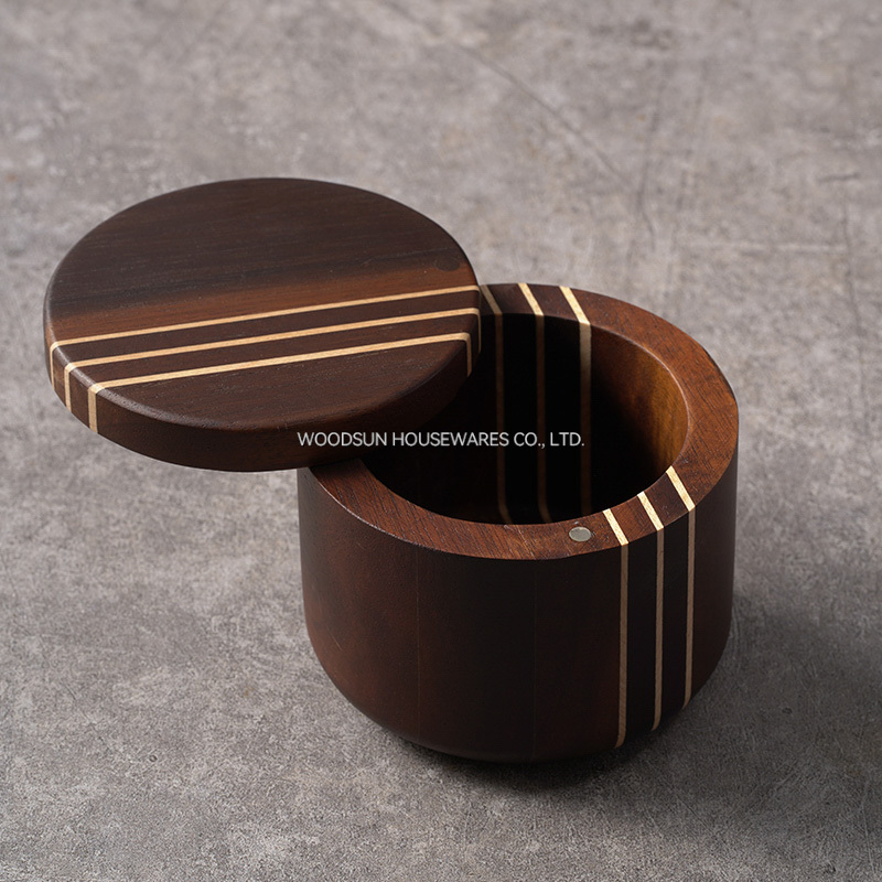 Woodsun Carbonied Acacia Wooden Salt and Pepper Spice Salt Box