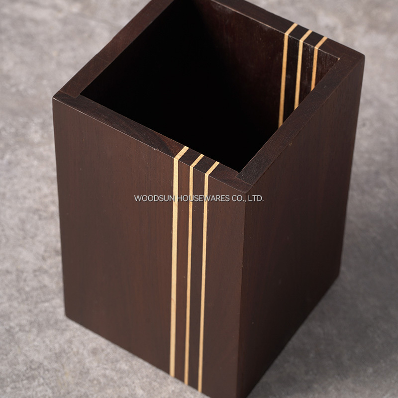 Woodsun Carbonized Acacia Wood Utensils Set for Kitchen Chopsticks Spoon Cutlery Holder