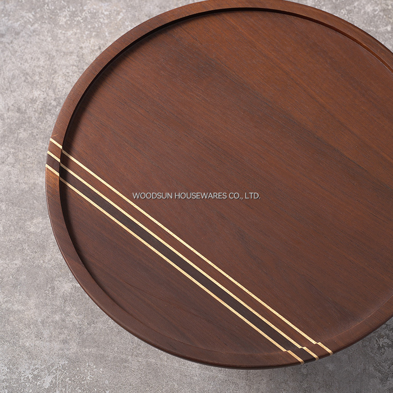 Woodsun Carbonized Acacia Wood High Step Cake Stand Wooden Plates for Food