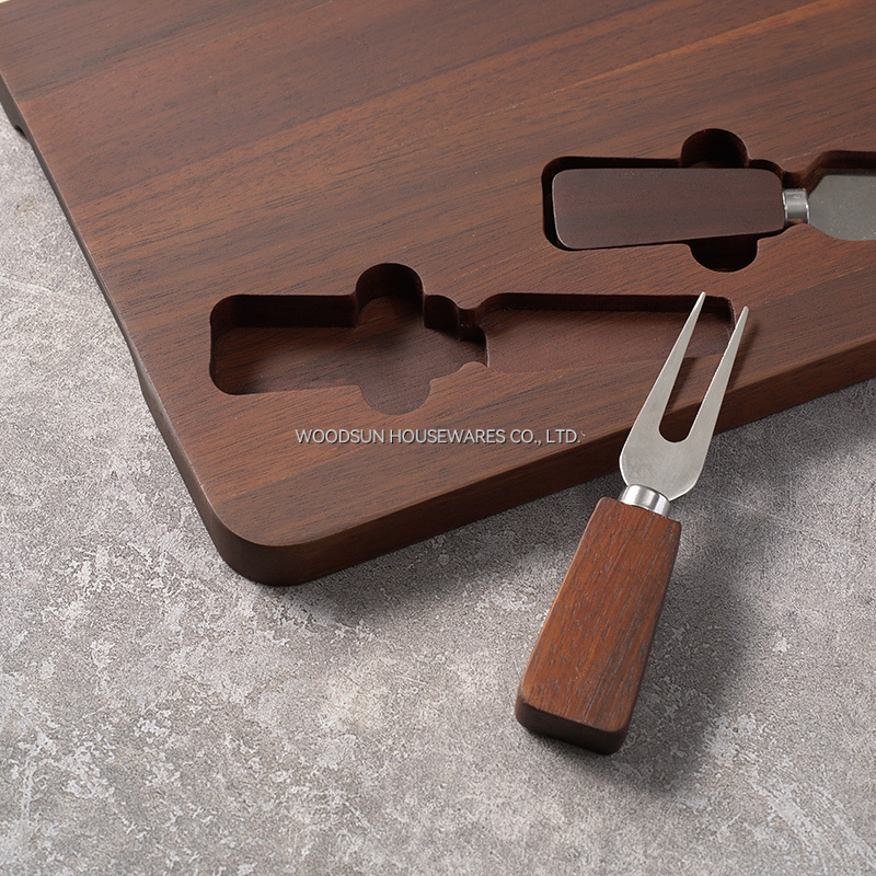 Carbonized Acacia Wood Modern Cheese Board Set China Manufacturer Charcuterie Brett