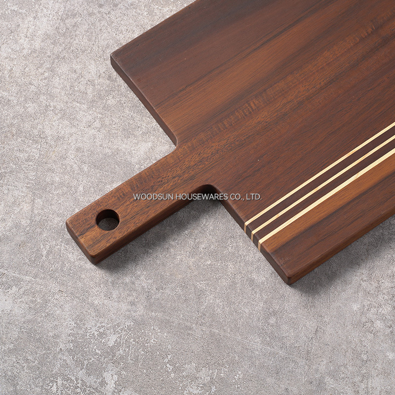 Woodsun Carbonized Acacia Wood Kitchen Handle Cutting Board Set
