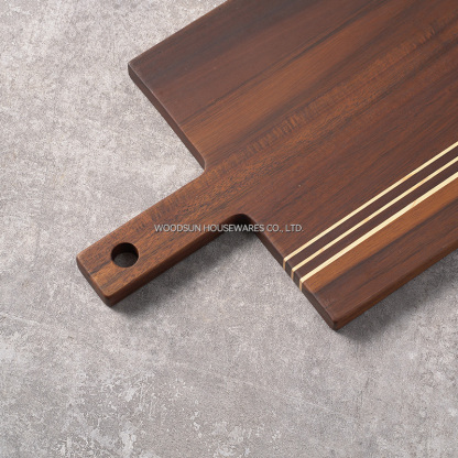 Woodsun Carbonized Acacia Wood Kitchen Handle Cutting Board Set