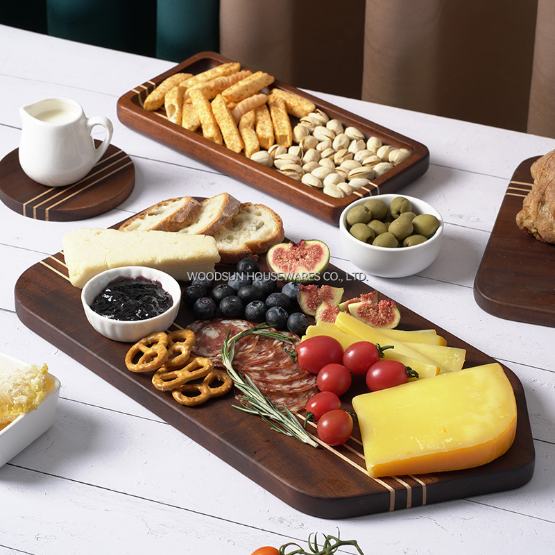 Woodsun Carbonized Acacia Wood Kitchen Cutting Board Acacia Set Serving Board